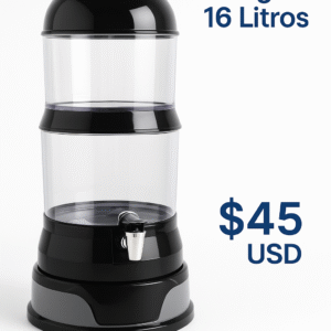 Purificador de Agua 16 Litros Negro y Gris | Filtro Cerámico Sin Electricidad – $45