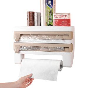 🧻 Soporte Dispensador de Cocina 3 en 1 con Cortador | Para Papel Film, Aluminio y Toalla