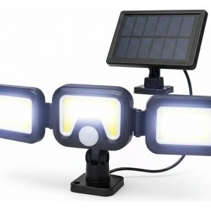 Lámpara Solar LED Triple Panel con Sensor de Movimiento 180° – Iluminación Exterior