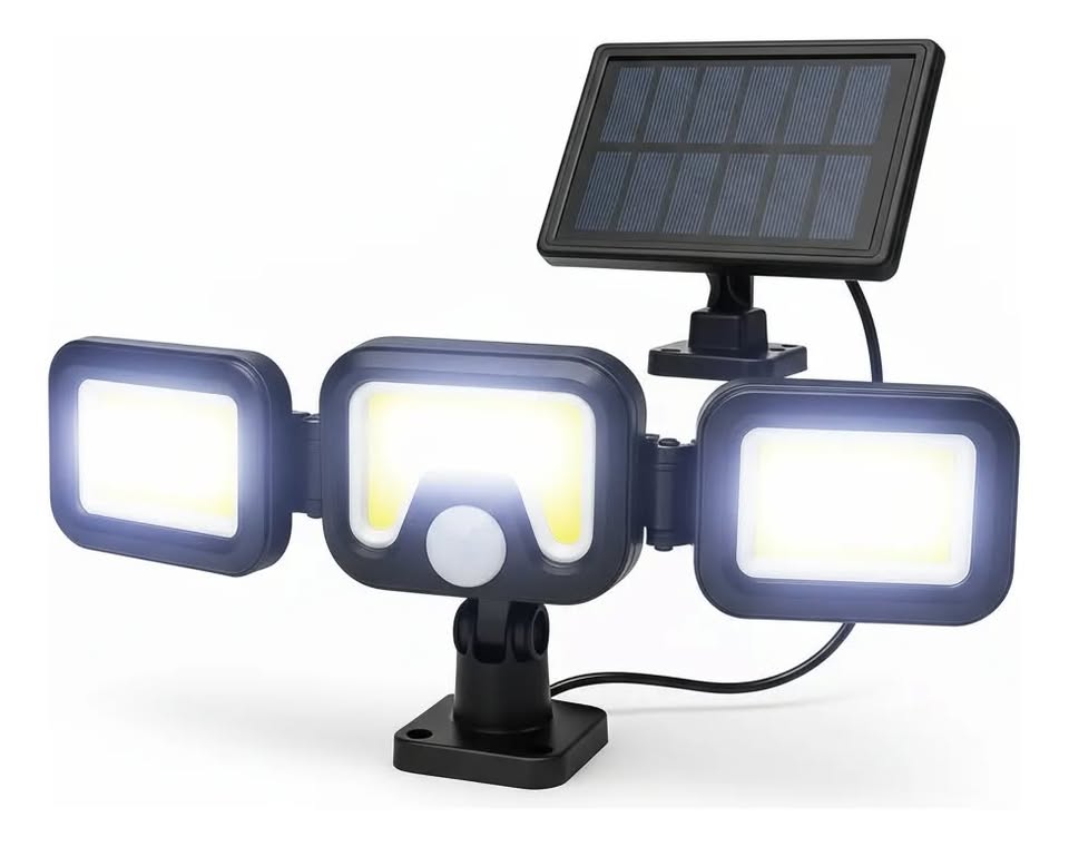 Lámpara Solar LED Triple Panel con Sensor de Movimiento 180° – Iluminación Exterior - Image 2