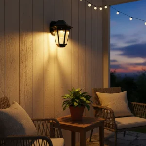 Lámpara Solar de Pared con Sensor de Movimiento – Estilo Farol Exterior Clásico