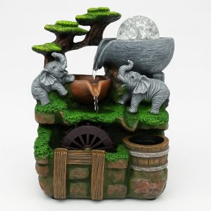 Pileta de Agua Decorativa con Elefantes 16×24 cm – Modelo 8025