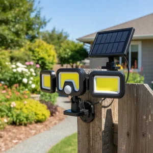 Lámpara Solar Recargable para Interior y Exterior con Sensor de Movimiento COB LED Negro