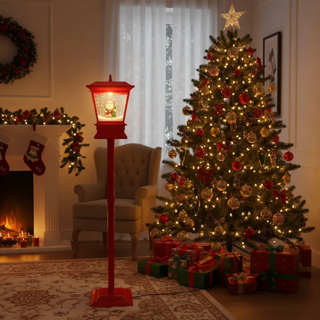 Farol Navideño con Santa Claus y Nieve Decorativa – Luces LED - Image 2