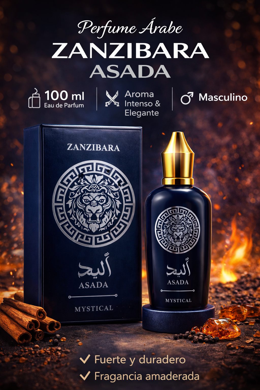 Perfume árabe Zanzibara Asada Mystical Eau de Parfum 100 ml caja azul Mystical