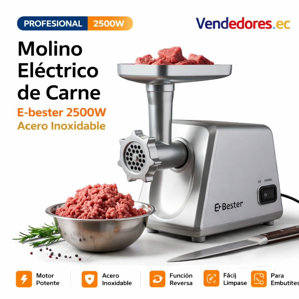 Molino Eléctrico de Carne E-bester 2500W Acero Inoxidable Profesional - Image 2