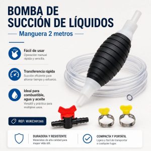 Bomba Manual de Succión de Líquidos con Manguera 2 Metros