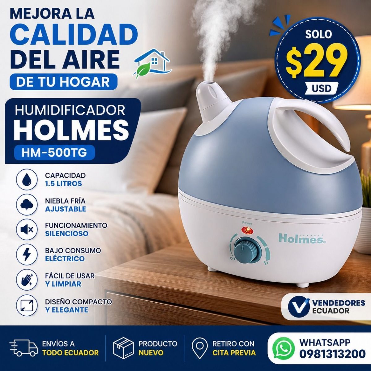 En este momento estás viendo Humidificador Holmes HM-500TG: ideal para ambientes secos en casa