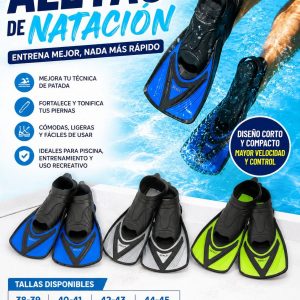 Aletas de Natación Cortas para Piscina Tallas 38 a 45