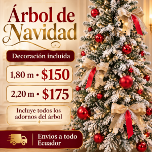 Árbol de Navidad Nevado con Luces y Adornos – 1,80 m y 2,20 m