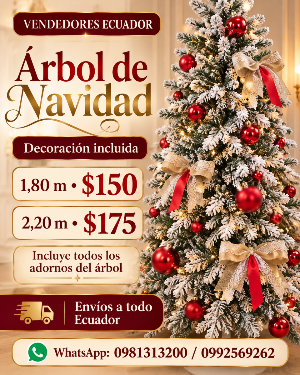 Árbol de Navidad Nevado con Luces y Adornos – 1,80 m y 2,20 m - Image 2