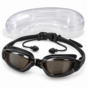 Gafas de natación con tapones y estuche – Negras